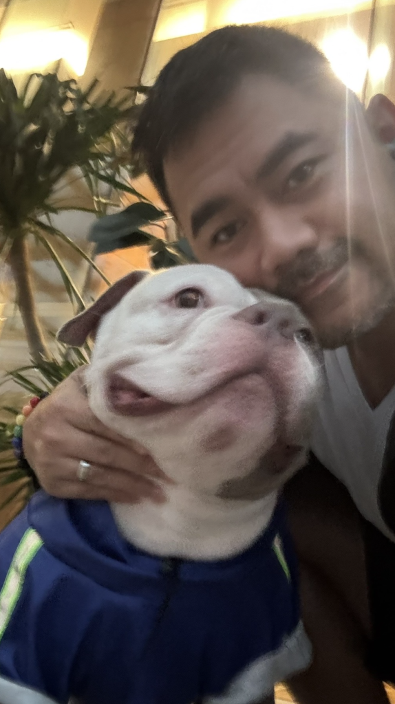 This is Bailey, my son Jego's dog. You can see him walking from cafe to cafe in BGC.